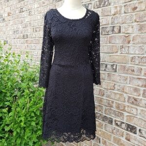 Isaac Mizrahi Live Long Sleeves Lace Dress Black M